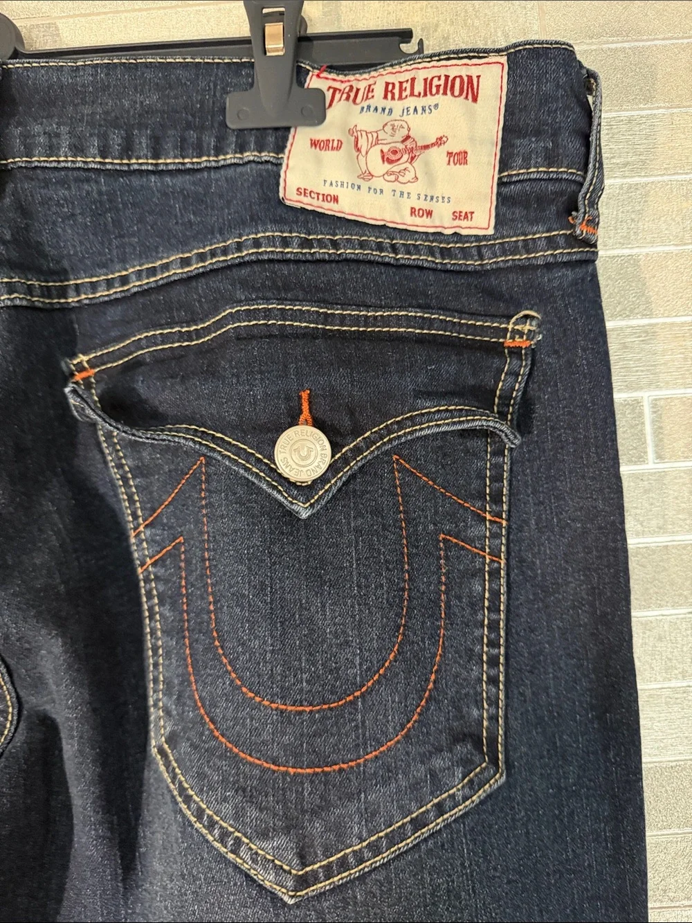True Religion 34 Slim Straight Jeans in Dark Indigo